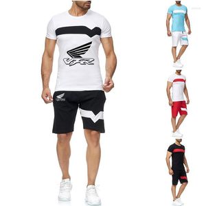 Ternos masculinos 2022 VFR Racing Brand Men Fashion Casual 2pcs Terno de suor listrado Camiseta curta Conjunto de camisetas esportivas Sportsuit Summer Sportsuit