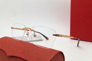 Optical Eyeglasses For Men and Women Retro 0349 Style Anti-blue light lens Square plate Frameless with box