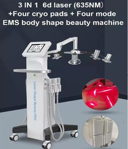 Мощный 3 в 1 замерзание машины для похудения EMS Контур тела 6D -лазерная липо и кожа подтягивает похудение 635 -нм Cryo Pad System System System