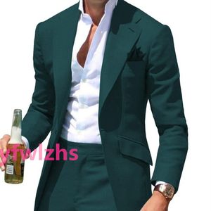 Personalize Tuxedos de um bot￣o Notch lapela mass de duas pe￧as de jaqueta masculina formal blazer blazer smoking cal￧as 01267