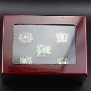 5 PCS 1983 1987 1989 1991 2001 Miami Hurricanes National Championship Ring Set with Wooden Display Box Caseファンギフト2021ドロップ263V