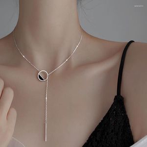 Chains 925 Sterling Silver Necklace Shiny Exquisite Round Rectangle Choker Birthday Gift For Women Fashion Wedding Party Jewelry