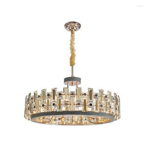 Chandeliers K9 Crystal Luxury LED Chandelier Postmodern Creative Leather Lighting Hanging Fixtures For Dining Living Room Bedroom Villa Deco