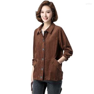 Women's Jackets Women's Corduroy Jacket 2022 Spring Autumn Middle-Aged Mother Loose Short Large Size Single-Breasted LadiesTop Coat