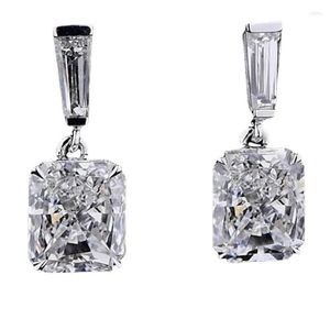 Dangle Earrings StatementEarringSquare Zircon Silver Color Party Wedding Drop for Women Men Promise Jewelry Gift