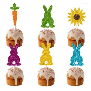 Festivo Supplies Decoração de Páscoa 2022 Bolo Topper Parti Acessórios de biscoitos Conjunto de sobremesas Decoração Egg Bunni Party Party