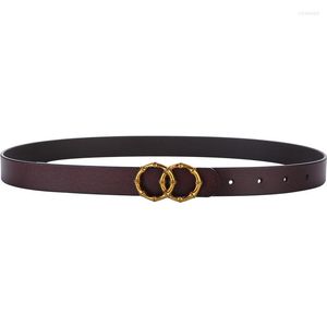 Belts Est Real Cowskin Leather Party Fashion Circle Buckle Belt Woman Woman Solid Soft Cowhide Strap Jeans Gifts