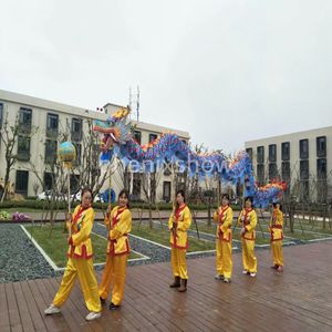 7m Rozmiar 5 dla 6 studentów Mascot Costume Silk Silk Chińskie wiosenne dzień smok taniec oryginalny festiwal ludowy święto Prop277u
