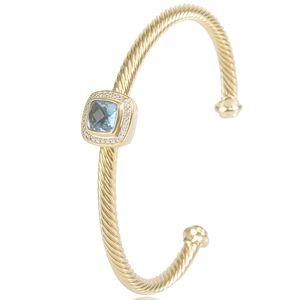 Pulseira de carboidratos de 4 mm de ouro de 4 mm de luxuosas femininas de zirc￴nia de pulseira aberta de pulseiras de pulseiras de pulseiras