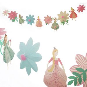 Party-Dekoration, Blumen-Fee-Banner, Papiergirlande für Geburtstag, tanzende Prinzessin, Wimpelkette, Babyparty, Lieblingszubehör für Mädchen