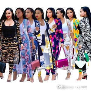 Autumn Women Printed Cloak Tracksuits Casual 4xl Plus Size Outfits Lång ärm Pock Cape Leggings Två bitsmatchande uppsättning