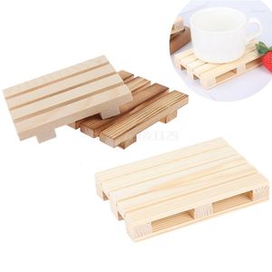 Table Mats 1 Piece Wooden Small Tray Mini Pallet Beverage Coasters Insulation Pad Cup Pot Holder Mat Soap