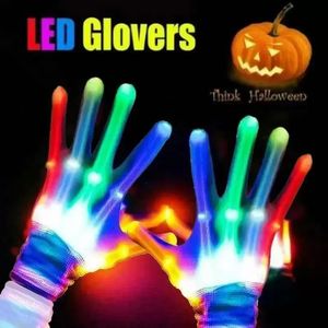 Fidget Toys Led Party Single Gloves Lys Luminous Flashing Skull Glove Halloween Toy Stage Costume Christmas Supplies Striking at the Partys ZM920