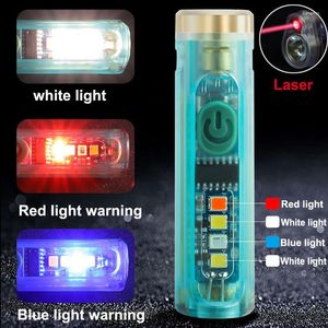 Flashlights Torches MINI Keychain USB C Rechargeable LED Lamp With Magnet Camping Light Emergency 12 Modes Torch Work Lights