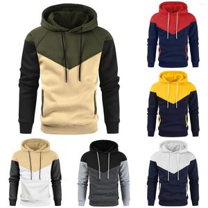 Men's Hoodies LUCLESAM Men's Colorblock Hooded Sweater Fashion Contrast Color Sweatshirt 2022 Autumn And Winter Man Casual Sports Tops