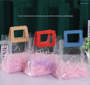 Presentförpackning 2st Transparenta PVC Väskor Bröllopsförpackning smycken kosmetisk plastförvaringspåse med handtag