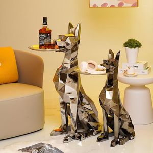 Estatuetas decorativas de resina nórdica artesanato de cães eletroplata doberman escultura de arte decoração de casa moderna, estatueta de animal de pouso