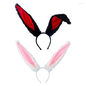 Party Masks Female Girls Lolita Cosplay Headband Fluffy Plush Sweet Long Ears Bandana Hair Hoop Cartoon Anime Headpiece