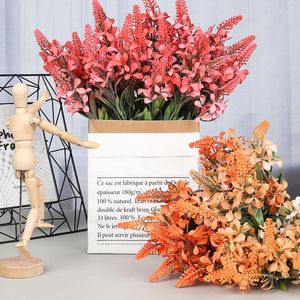 Decorative Flowers High-End Simulation Handle Indoor Floral Soft Decoration Spray Paint With Powder Bouquet Artificial Flower Craft