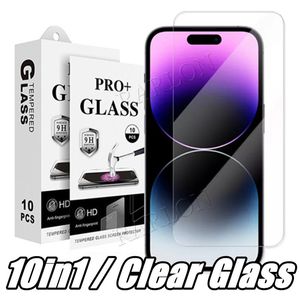 Temperiertes Glas klarer Bildschirmschutz 9H 2.5d Anti-Schatter-Film für iPhone 15 14 Pro Max 13 12 11 XS Samsung Galaxy S22 plus S21 Fe A32 A03S A52 A33 A53 mit Einzelhandelspaket