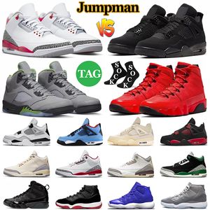 Basketskor Jumpman 3 4 5 9 11 Skor för män 3s 4s 5s 9s 11s Retro Military Black Cat Fire Red Thunder Bred Green Bean Easter Chile Men