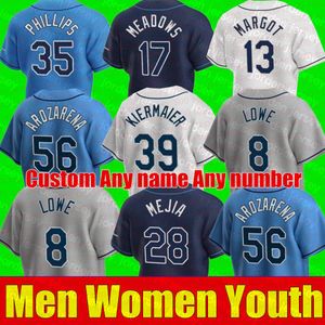 2022 Nowe koszulki baseballowe 39 Kevin Kiermaier Jersey 12 Wade Boggs 17 Austin Meadows 5 Wander Franco Tampa Bay Randy Arozarena Ray Charlie Morton