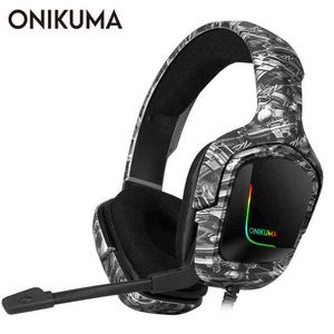Headsets ONIKUMA K20 Wired Headphones With Microphone RGB Light Gaming Headsets Noise Cancelling Earphones For PS4 Xbox One Headset Gamer T220916