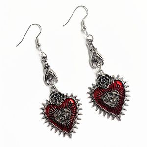 Dark Drop Earring Jewelry Blood Rose Heart charms Oil Bat Gothic Earrings For Women's Retro Hanging Long Earings Aesthetic hot