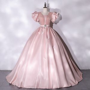 Neue rosa Party-Abendkleider, Ballkleid für mexikanische Mädchen, Junior-Bonbon-15-Abschlussball, elegante, schulterfreie, geschnürte, bauschige Kleidung