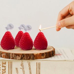  3D Cute Strawberry Silicone Candle Mold Resin Gypsum Ice Cube Baking Mold Bedroom Decor Birthday Party Gifts Wedding Souvenirs