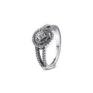 Pierścienie klastrowe Autentyczne 925 Sterling Srebrny Błyszczący podwójny pierścień Wedding Wedding dla kobiet Prezent biżuterii Bijoux 2021322M