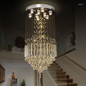 Lampadari Lampadario di cristallo di lusso Illuminazione interna a led Grande lampada a sospensione per soggiorno moderno Scala Lobby Home Cristal Lustre