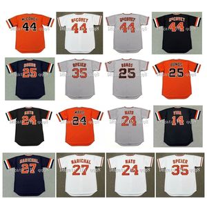 Glaretro 44 Willie McCovey 25 Barry Bonds 24 Willie Mays 14 Vida Mavi 35 Chris Speier 27 Juan Marichal Gri Beyaz Turuncu Siyah Vintage Beyzbol