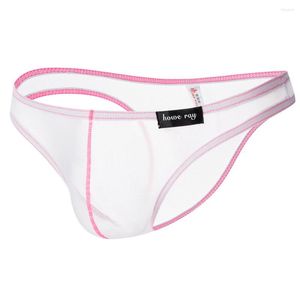 Underbyxor Mens Transparent Mesh G-String T-back thongs Se genom trosor Bulge Pouch Male Erotic Lingerie Sheer Underwear