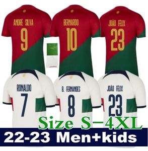 2022 Jersey de fútbol portugués Bruno Diogo J. Danilo Portuguesa J. Otavio Ronaldo Joao Felix Fútbol Camisa de fútbol Bernardo Portugieser Men Kit Kit Sets S-4XL