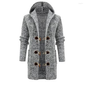 Männer Hoodies 2022 Verkauf Jacke männer Mid-länge Mit Kapuze Strickjacke Männer Pullover Horn Taste Beiläufige Gestrickte Herren