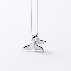 Pendants 925 Sterling Silver Double Whale Tail Necklaces & For Women Flyleaf Creative Lady Fine Wedding Party Jewelry