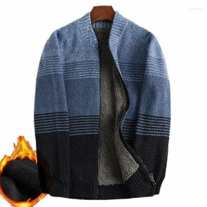 Men's Sweaters Men's Thick Warm Winter Sweater Man Snow Sweatcoats Wool Liner Cotton Rainbow Cardigan Men 2022 Plus Size 4XL 5XL 6XL