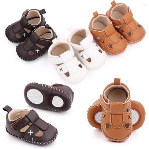 First Walkers Hollow Summer Maryjane Baby Sandals Anti-Slip PU Leather Crib Boys Sneakers T Rebrub Rubber Sole Shoes