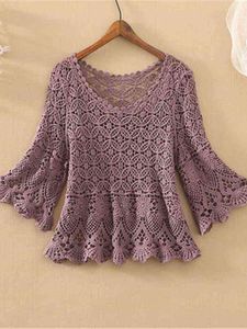 Women's Sweaters 2022 Spring And Summer Fashion New Temperament Casual Outer Wear Short Loose Openwork Sweater Women Western Style AllMatch tops J220915