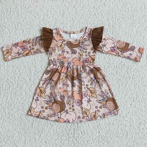 Vestidos de menina Ação de Graças Pumpkin Toddler Twirl Princess Roupas de vestido atacado crianças bebê Bouquia infantil roupas de manga longa de manga longa