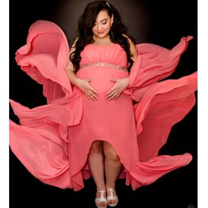 chiffon Prom Dresses Maternity Dresses Pography Props Shoulderless Pleats Pregnancy Long Dress For Pregnant Women Maxi Gown