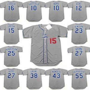 Maglie GlaVintage LA 55 OREL HERSHISER 34 Fernando Valenzuela 32 Sandy Koufax 6 STEVE GARVEY 23 KIRK GIBSON 16 HIDEO NOMO 10 CEY Bianco Grigio