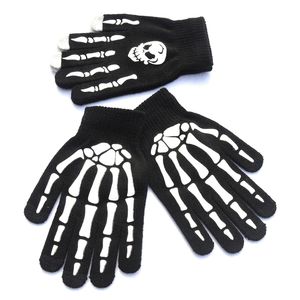 Halloween suministra guantes brillantes para el calentador de invierno Anti-Slip Horror Hom Hand Bone Body Skull Mitten Mitten Unisex Warming Guantes