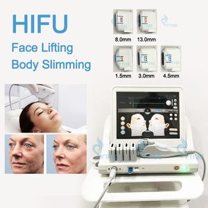 Spa Portable HIFU High Intensity Focused Ultrasound Beauty Equipment Face Skin Lift Body Slimming Wrinkle Removal Skin Tightening Beauty Machine with 5 Cartridges