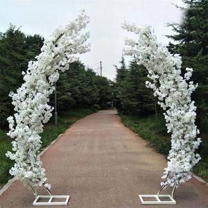 Flores decorativas 2.5m Arco de flor de cerejeira artificial Arco arco da porta da lua arcos das flores da prateleira Decoração para cenário de casamento de festa