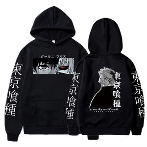 Herrtröjor tröjor Tokyo Ghoul anime hoodie tröjor tröjor Ken Kaneki grafiska tryckta toppar avslappnade hiphop streetwear 220919