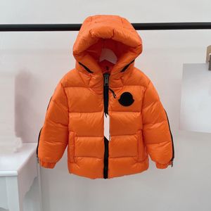 Kids Warm Hooded Down Jacket - 90% White Duck Down Filling, Thick Outerwear for Boys & Girls in Yellow or Orange