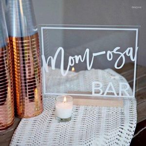 Decorazione per feste Mom-osa Bar Table Sign Baby Shower Acrilico Bubby Champagne Decorazioni per matrimoni da sposa Carrello Decor Rusti