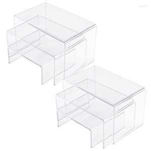 Bolsas de jóias 6pcs Clear Acrylic Display Risers Riser Shelf Showcase acessórios para figuras colecionáveis ​​de sobremesa de doces